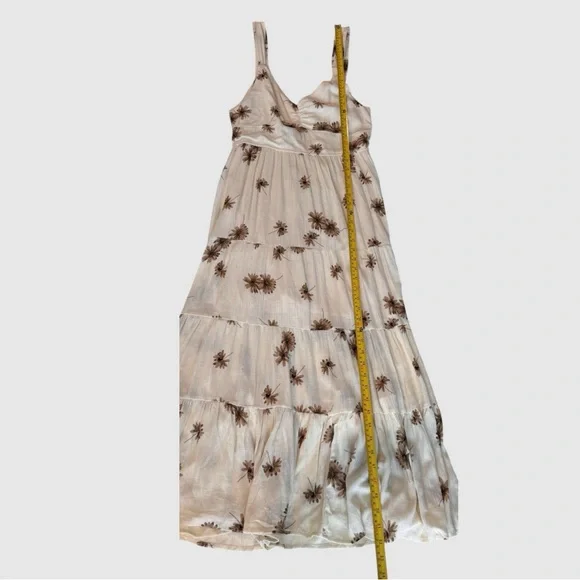 VICI Cream & Brown Floral Maxi Dress, Back Tie Closure, Size X-Large - Picture 8 of 11